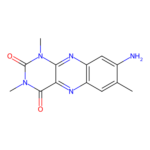 8-amino-1,3,7-trimethylbenzo[g]pteridine-2,4(1H,3H)-dione structure