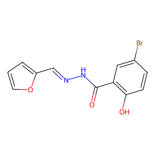 (E)-5-bromo-N'-(furan-2-ylmethylene)-2-hydroxybenzohydrazide structure