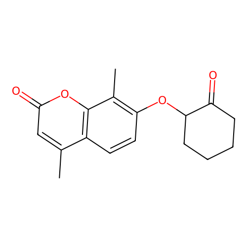 4,8-dimethyl-7-((2-oxocyclohexyl)oxy)-2H-chromen-2-one structure