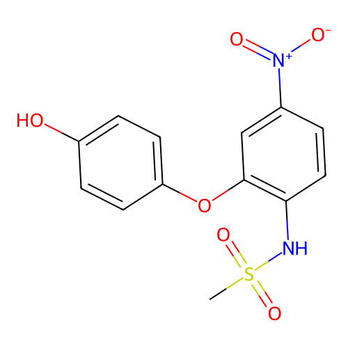 4-Nitro-2-(4'-hydroxyphenoxy)methanesulfonanilide structure