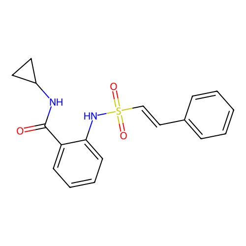 N-cyclopropyl-2-[[(E)-2-phenylethenyl]sulfonylamino]benzamide structure