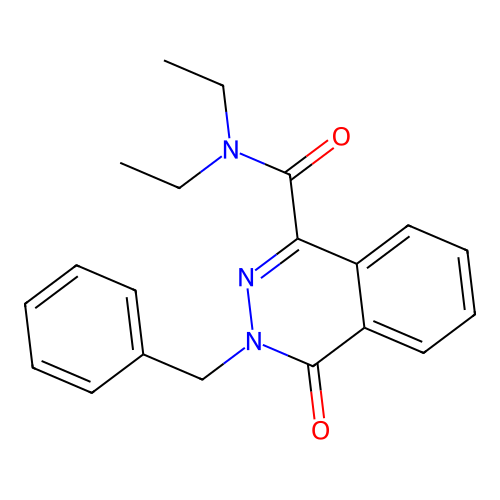 3-benzyl-N,N-diethyl-4-oxophthalazine-1-carboxamide structure