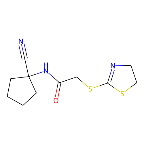 N-(1-cyanocyclopentyl)-2-(4,5-dihydro-1,3-thiazol-2-ylsulfanyl)acetamide structure