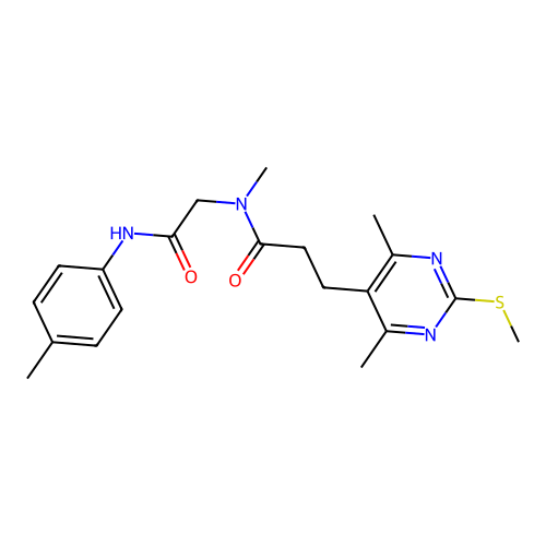 3-[4,6-dimethyl-2-(methylsulfanyl)pyrimidin-5-yl]-N-methyl-N-{[(4-methylphenyl)carbamoyl]methyl}propanamide structure