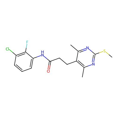 N-(3-chloro-2-fluorophenyl)-3-(4,6-dimethyl-2-methylsulfanylpyrimidin-5-yl)propanamide structure