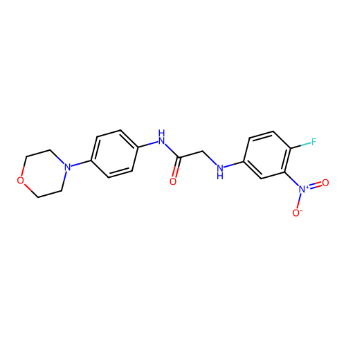 2-[(4-fluoro-3-nitrophenyl)amino]-N-[4-(morpholin-4-yl)phenyl]acetamide structure