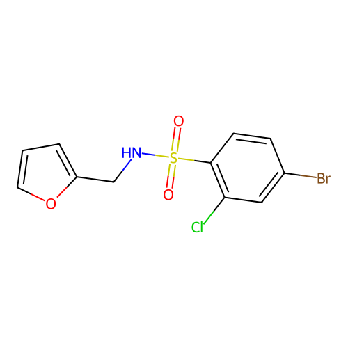 4-bromo-2-chloro-N-(furan-2-ylmethyl)benzenesulfonamide structure