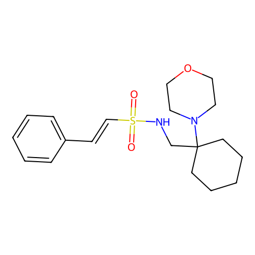 N-{[1-(morpholin-4-yl)cyclohexyl]methyl}-2-phenylethene-1-sulfonamide structure