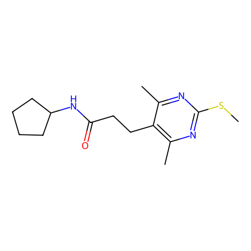 N-cyclopentyl-3-[4,6-dimethyl-2-(methylsulfanyl)pyrimidin-5-yl]propanamide structure