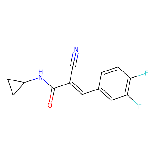 2-cyano-N-cyclopropyl-3-(3,4-difluorophenyl)prop-2-enamide structure