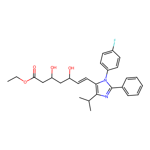 ethyl (E)-7-[3-(4-fluorophenyl)-2-phenyl-5-propan-2-ylimidazol-4-yl]-3,5-dihydroxyhept-6-enoate structure