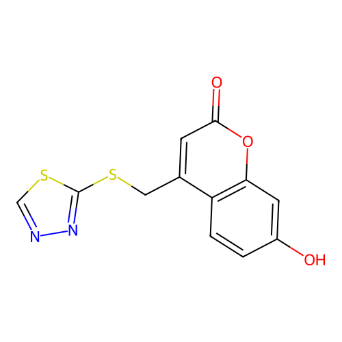 7-hydroxy-4-[(1,3,4-thiadiazol-2-ylsulfanyl)methyl]-2H-chromen-2-one structure