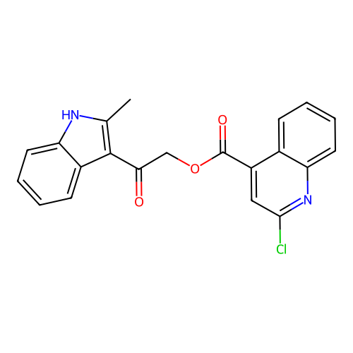 2-(2-methyl-1H-indol-3-yl)-2-oxoethyl 2-chloroquinoline-4-carboxylate structure