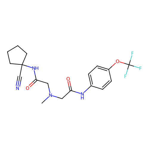 2-[[2-[(1-cyanocyclopentyl)amino]-2-oxoethyl]-methylamino]-N-[4-(trifluoromethoxy)phenyl]acetamide structure
