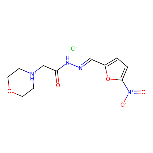 2-Furaldehyde, 5-nitro-, (morpholinoacetyl)hydrazone, hydrochloride structure