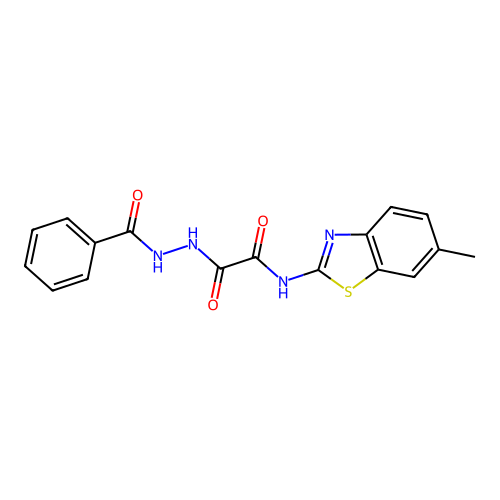 2-(2-benzoylhydrazinyl)-N-(6-methyl-1,3-benzothiazol-2-yl)-2-oxoacetamide structure