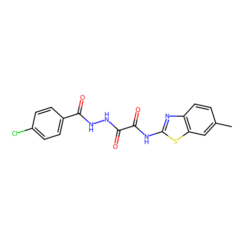 2-(2-(4-chlorobenzoyl)hydrazinyl)-N-(6-methylbenzo[d]thiazol-2-yl)-2-oxoacetamide structure