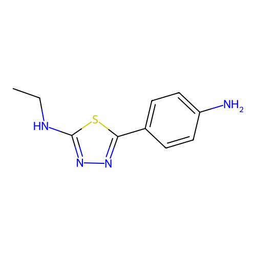 5-(4-aminophenyl)-N-ethyl-1,3,4-thiadiazol-2-amine structure