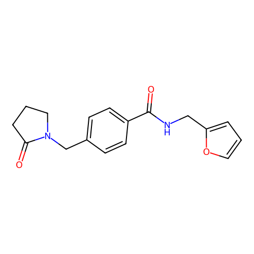 N-(furan-2-ylmethyl)-4-[(2-oxopyrrolidin-1-yl)methyl]benzamide structure