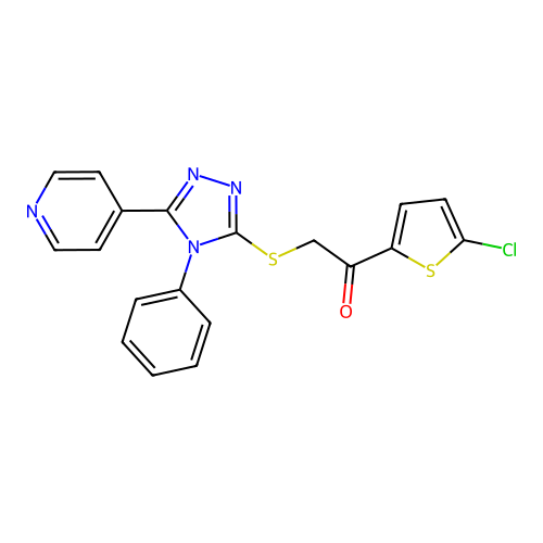 1-(5-chlorothiophen-2-yl)-2-((4-phenyl-5-(pyridin-4-yl)-4H-1,2,4-triazol-3-yl)thio)ethanone structure