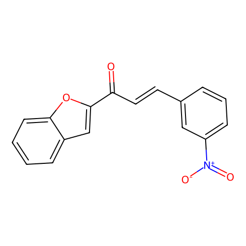 (2E)-1-benzo[d]furan-2-yl-3-(3-nitrophenyl)prop-2-en-1-one structure