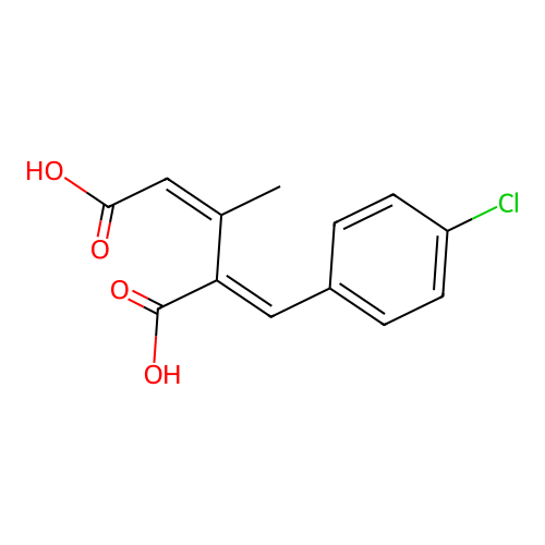 (2Z,4E)-4-(4-chlorobenzylidene)-3-methylpent-2-enedioic acid structure