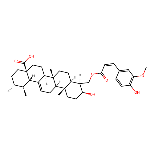 Urs-12-en-28-oic acid, 3-hydroxy-23-((3-(4-hydroxy-3-methoxyphenyl)-1-oxo-2-propenyl)oxy)-, (3beta,4beta(Z))- structure