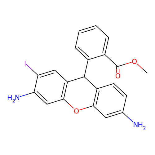 Benzoic acid, 2-(3,6-diamino-2-iodo-9H-xanthen-9-yl)-, methyl ester structure