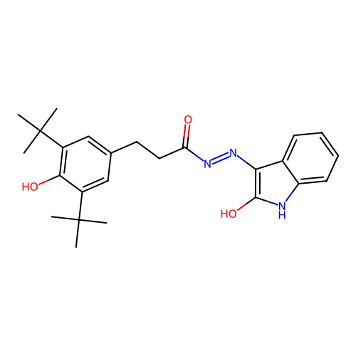 3-(3,5-ditert-butyl-4-hydroxyphenyl)-N'-(2-oxoindol-3-yl)propanehydrazide structure