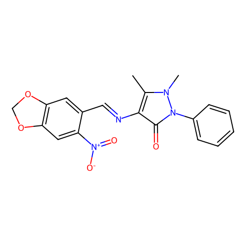 1,5-dimethyl-4-[(6-nitro-1,3-benzodioxol-5-yl)methylideneamino]-2-phenylpyrazol-3-one structure