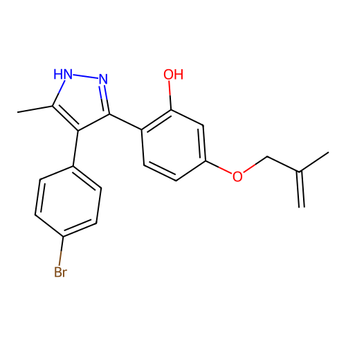 2-[4-(4-Bromo-phenyl)-5-methyl-1H-pyrazol-3-yl]-5-(2-methyl-allyloxy)-phenol structure