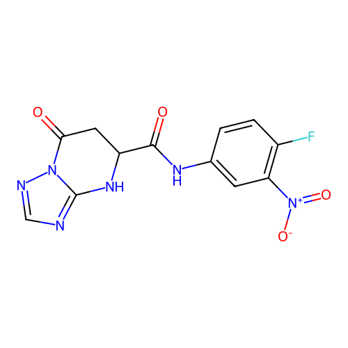 N-(4-fluoro-3-nitrophenyl)-7-oxo-4,5,6,7-tetrahydro[1,2,4]triazolo[1,5-a]pyrimidine-5-carboxamide structure
