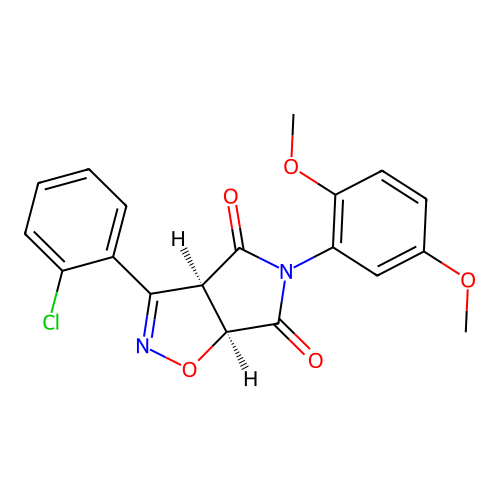 (3aR,6aS)-3-(2-chlorophenyl)-5-(2,5-dimethoxyphenyl)-3a,6a-dihydropyrrolo[3,4-d][1,2]oxazole-4,6-dione structure