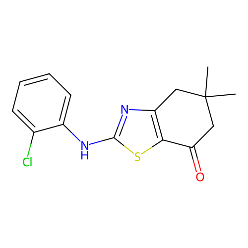 2-((2-chlorophenyl)amino)-5,5-dimethyl-5,6-dihydrobenzo[d]thiazol-7(4H)-one structure