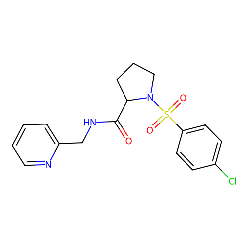 1-(4-chlorophenyl)sulfonyl-N-(pyridin-2-ylmethyl)pyrrolidine-2-carboxamide structure