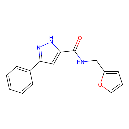 N-(furan-2-ylmethyl)-5-phenyl-1H-pyrazole-3-carboxamide structure