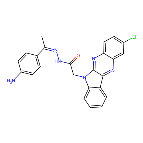 2-Chloro-6H-indolo(2,3-b)quinoxaline-6-acetic acid (1-(4-aminophenyl)ethylidene)hydrazide structure
