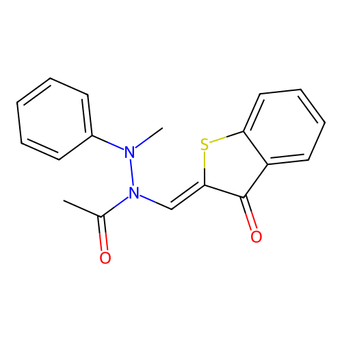 (Z)-N'-methyl-N-((3-oxobenzo[b]thiophen-2(3H)-ylidene)methyl)-N'-phenylacetohydrazide structure