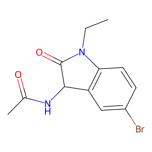 N-(5-bromo-1-ethyl-2-oxo-2,3-dihydro-1H-indol-3-yl)acetamide structure