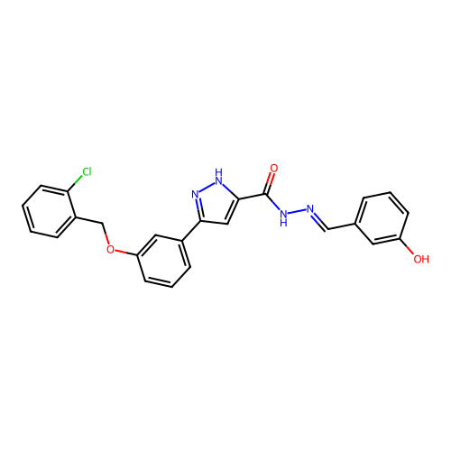 3-(3-((2-CHLOROBENZYL)OXY)PH)-N'-(3-HO-BENZYLIDENE)-1H-PYRAZOLE-5-CARBOHYDRAZIDE structure