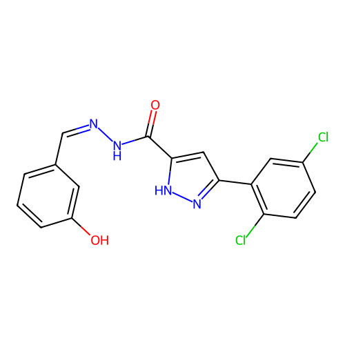 3-(2,5-dichlorophenyl)-N'-[(Z)-(3-hydroxyphenyl)methylidene]-1H-pyrazole-5-carbohydrazide structure