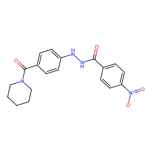 Benzoic acid, 4-nitro-, 2-(4-(1-piperidinylcarbonyl)phenyl)hydrazide structure