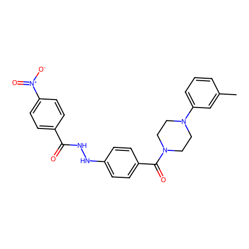 4-Nitrobenzoic acid 2-(4-((4-(3-methylphenyl)-1-piperazinyl)carbonyl)phenyl)hydrazide structure