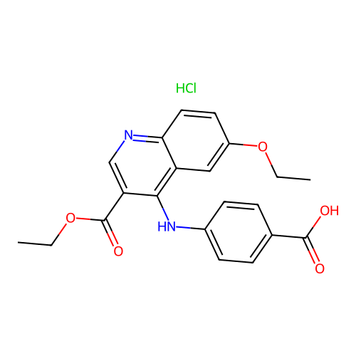 4-((6-Ethoxy-3-(ethoxycarbonyl)quinolin-4-yl)amino)benzoic acid hydrochloride structure