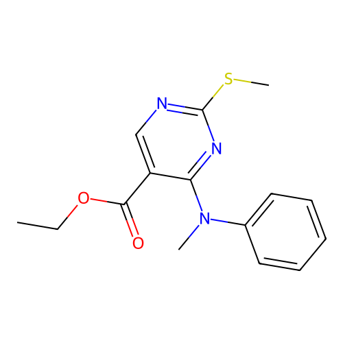 ethyl 4-(N-methylanilino)-2-methylsulfanylpyrimidine-5-carboxylate structure