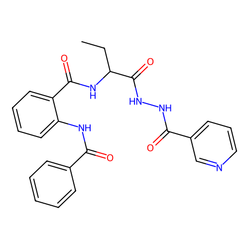 N-{1-oxo-1-[2-(pyridin-3-ylcarbonyl)hydrazinyl]butan-2-yl}-2-[(phenylcarbonyl)amino]benzamide structure