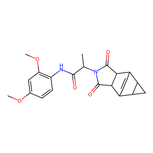 N-(2,4-dimethoxyphenyl)-2-(1,3-dioxo-3,3a,4,4a,5,5a,6,6a-octahydro-4,6-ethenocyclopropa[f]isoindol-2(1H)-yl)propanamide structure