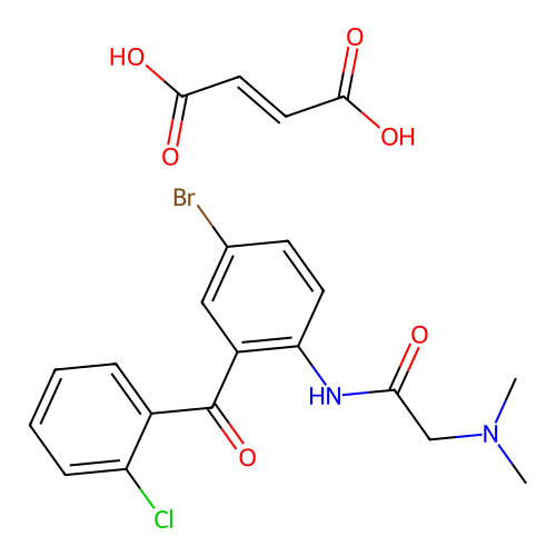 N-(4-bromo-2-(2-chlorobenzoyl)phenyl)-2-(dimethylamino)acetamide fumarate structure