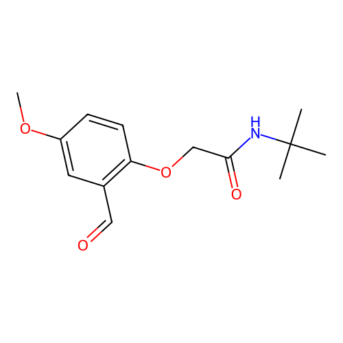 N-tert-butyl-2-(2-formyl-4-methoxyphenoxy)acetamide structure