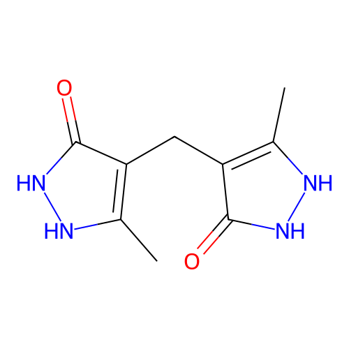 4-[(3-hydroxy-5-methyl-1H-pyrazol-4-yl)methyl]-5-methyl-1H-pyrazol-3-ol structure